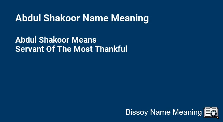 Abdul Shakoor Name Meaning